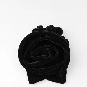 Zara Black Velvet Rose Hair Scrunchie